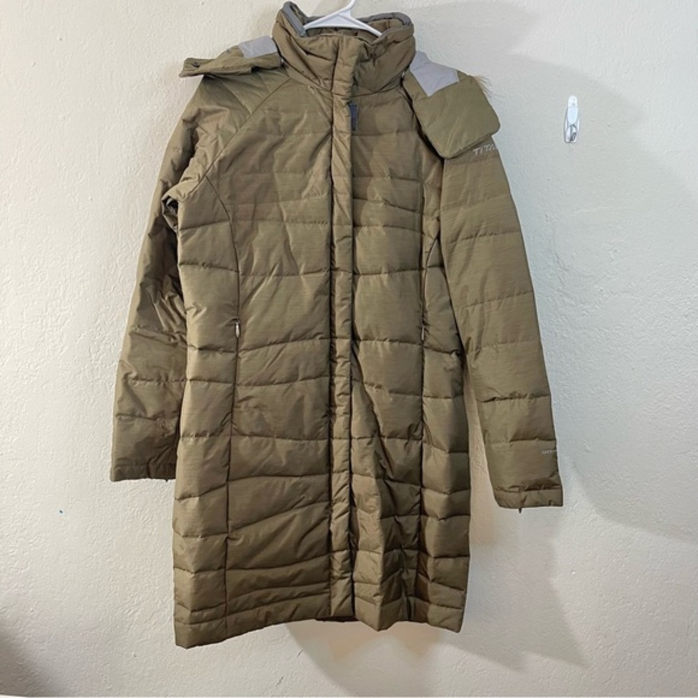 Columbia Titanium Omni-Tech Women Puffer Down Coat Jacket M Army Green Outdoor